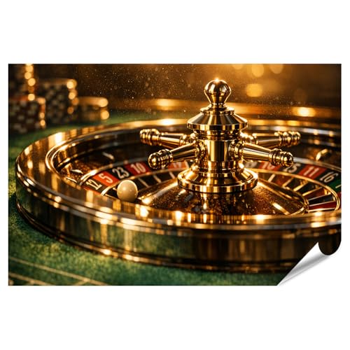 islandburner Premium Poster Dramatisches Roulette-Rad Wandbild für Casino-Atmosphäre - Standard