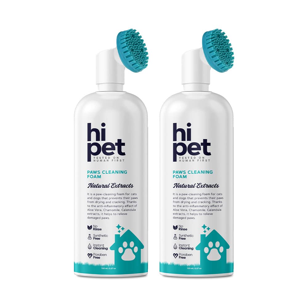 HiPetPaw Cleaner Foam, Paw Cleaner for Dogs and Cats, Cat and Dog Paw Moisturizer, Effortless and Easy-to-Use Bottle Design Dog Feet Cleaner, 150 mL (2)