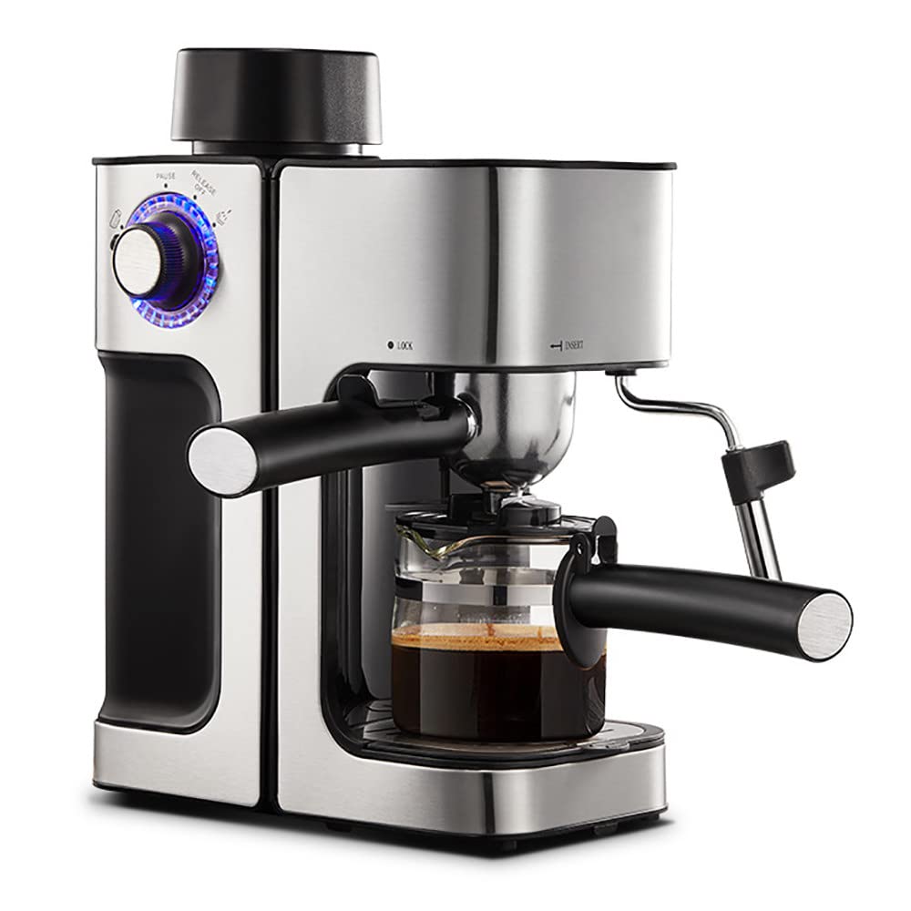Ekspres do kawy, 5 barów półautomatyczny domowy włoski ekspres do kawy z spieniaczem do mleka, do cappuccino, macchiato, americano, zbiornik na wodę 240 ml(