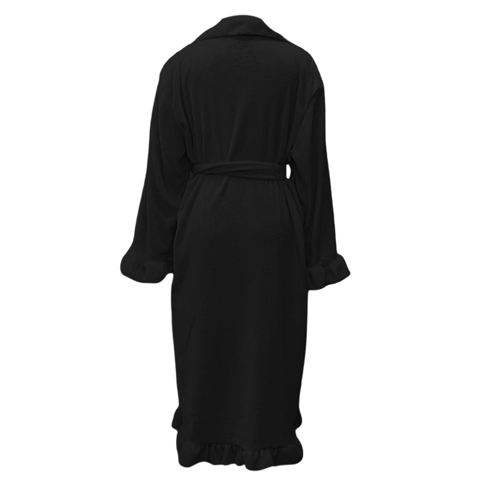 Generisch Accappatoio da donna in flanella, tinta unita, casual, a maniche lunghe, accappatoio termico, elegante abbigliamento da casa, kimono per comfort a casa