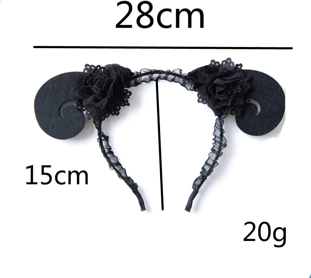 Halloween Black Sheep Horn Headband for Women Lace Headband for Halloween Party Hair Hoop Costume Headpiece Hair Accessories for Cosplay - Image 5