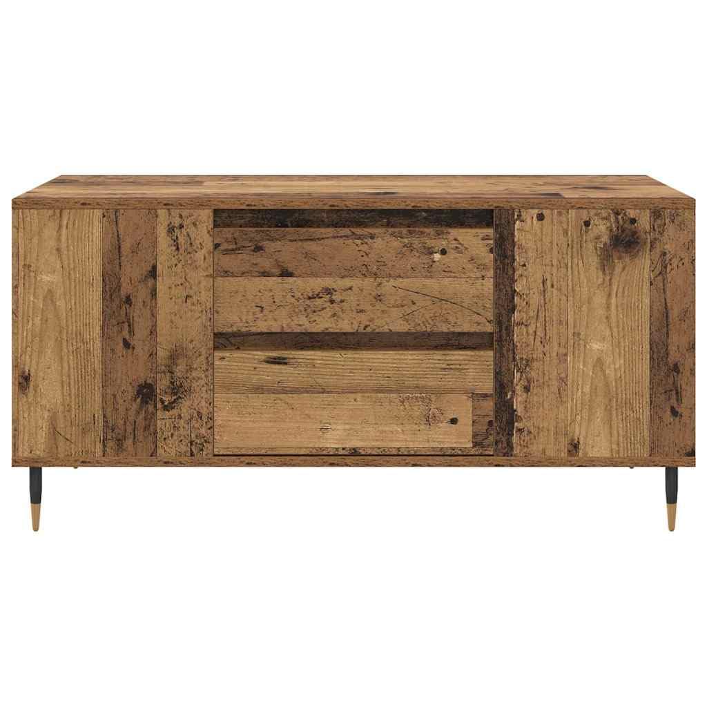 Mesa de centro de madera vieja 102 x 44,5 x 50 cm de material de madera con cajón y estante, diseño moderno para salón, resistente y ahorra espacio, para sofá y balcón