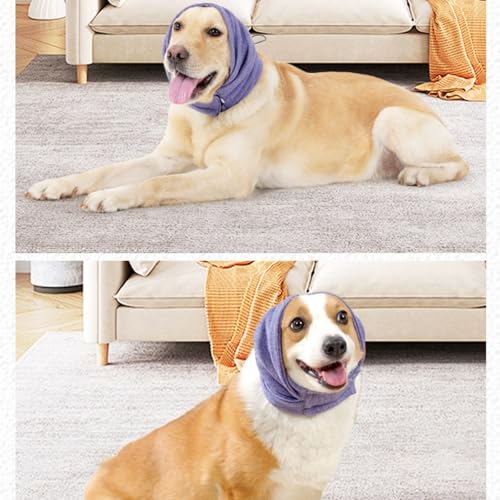 Yanmucy Gehörschutz für Hund - Einstellbare Klettverschluss Ohrenwärmer für Angst Relief, Haustier Snood Ohrenschutz, Hals und Ohren Wärmer für die Reduzierung von Lärm