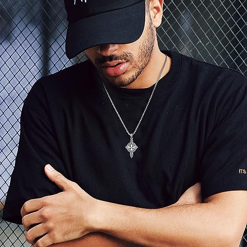 KINGWHYTE Cross Necklace 925 Sterling Silver Celtic Knot Crucifix Pendant Religious Protective Gift Birthday Jewelry for Men Women3