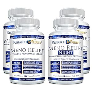 Research Verified Meno Relief Day & Night – Menopause Support – 4 Bottles (2 Months Supply)