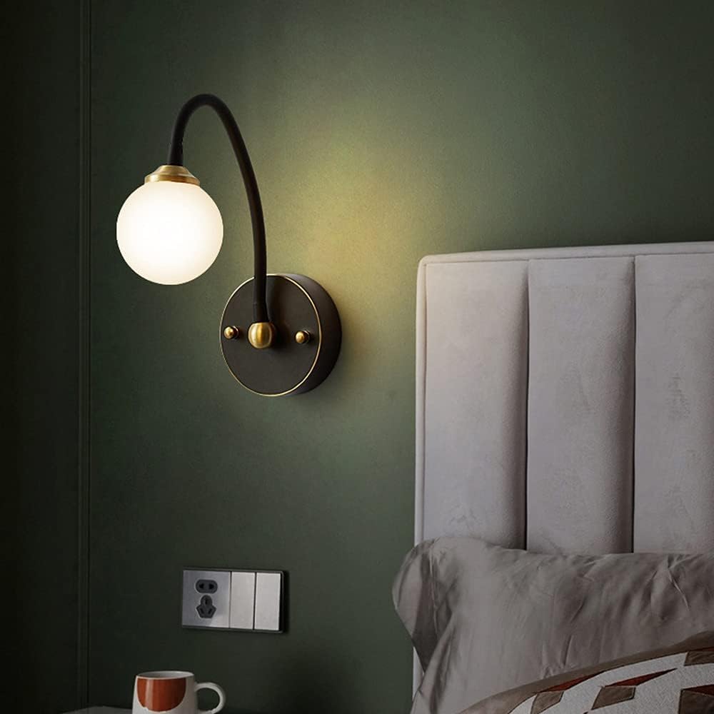 HUAYUSEDF Bronze Wall Lamp Room Bedside 1, Creativity Shaped Decorative Light Sconce Glass Lampshade Background Lights Aisle Lamps Chandelier(Wall Lamp a)