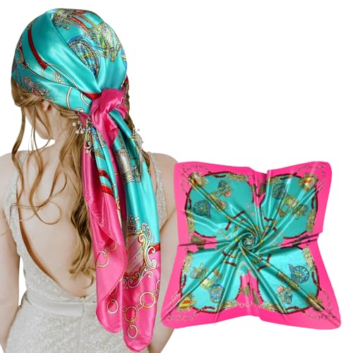 𝟑𝟓” Satin Head Scarf for Women, Large Square Silk Like Head Scarf for Hair Wrapping and Sleeping at Night