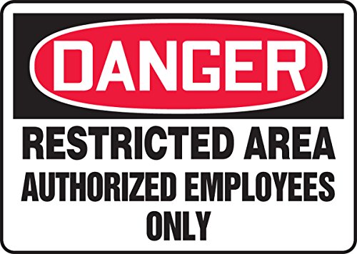 Panneau danger restricted area en vinyle adhésif de 10x14 pouces Accuform