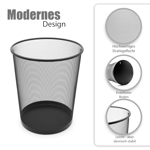 BigDean Papierkorb Büro Mülleimer schwarz 20L Draht - Mülleimer Büro Trash Can Papiermülleimer Abfalleimer Mülleimer – Bild 7