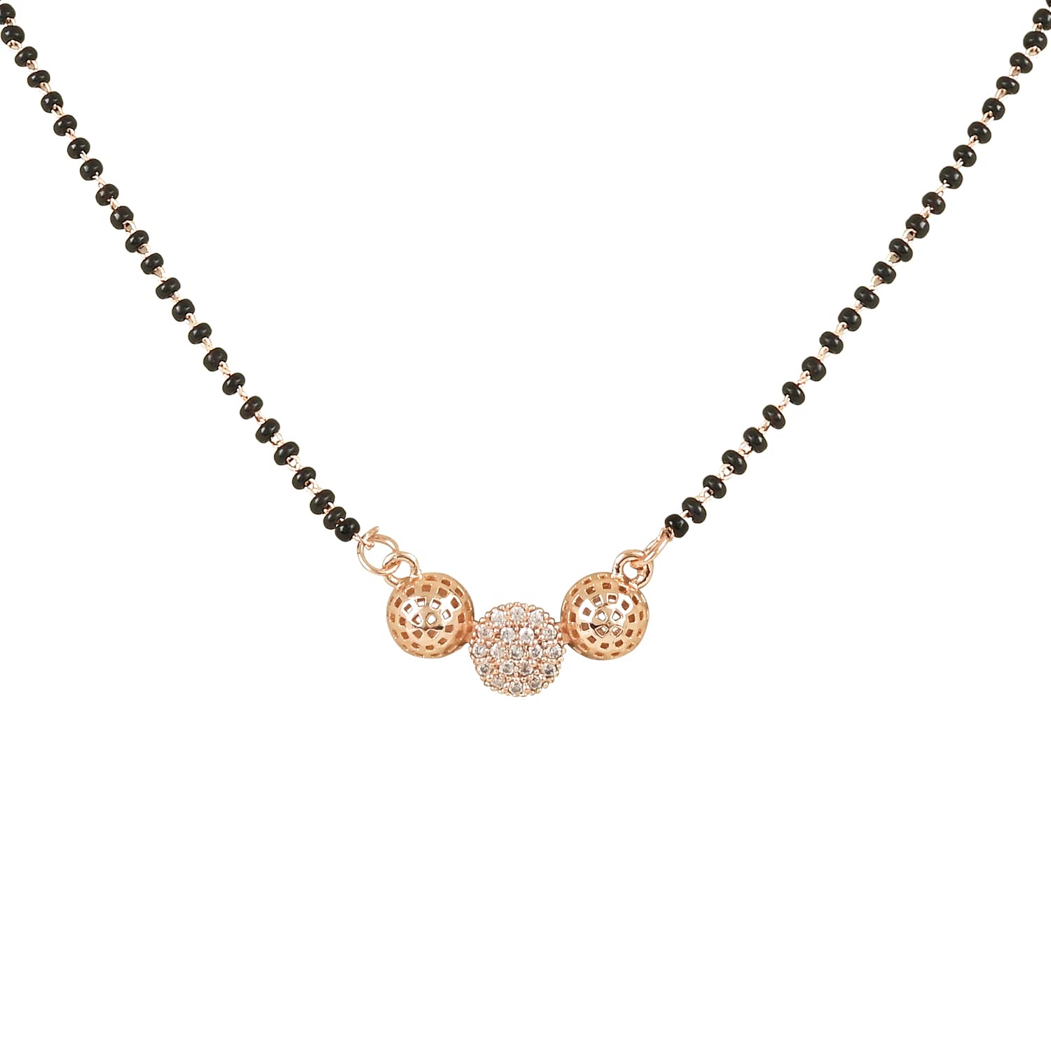 I Jewels Rose Gold Plated Traditional Single Line American Diamond Pendant with Black Bead Chain Mangalsutra for Women (D106) (B0C3RJZ6QC) Amazon Price History, Amazon Price Tracker