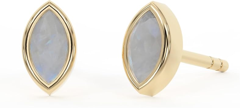 Moonstone Crystal Stud Earrings, 925 Sterling Silver