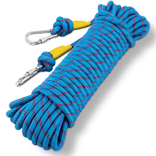 20 M Strapazierfähige Wäscheleine mit Stahlkern 9 mm Dickem Polyester | Mehrzweck Wäscheleine mit Karabinerhaken Perfekt für Garten & Balkon