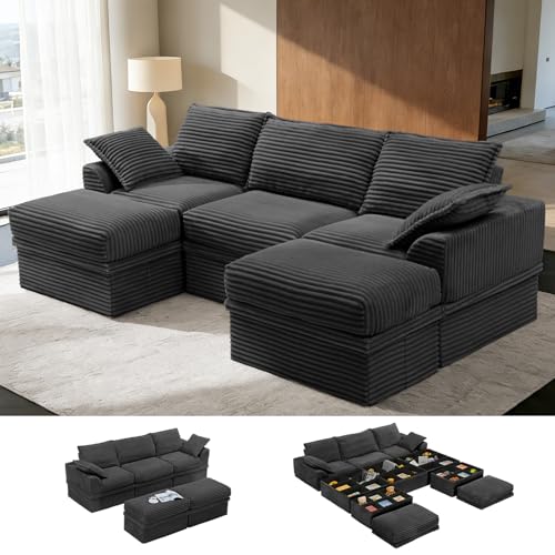 107” Oversized Modular Sectional Sofa with Storage, Extra Deep&High Seat