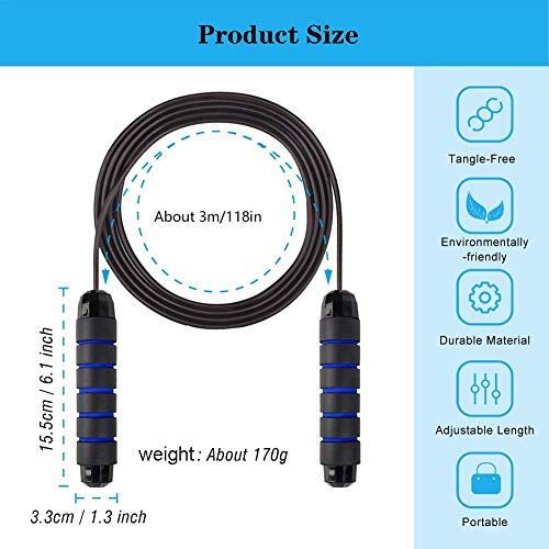 Cuerda para saltar, profesional y ajustable de velocidad, con mango de espuma de memoria y rodamientos de bola, cuerda para fitness, ejercicio, crossfit, MMA - Imagen 5