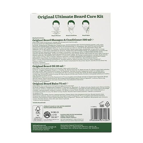 BULLDOG SKINCARE - Ultimate Beard Care Giftset for Men | Beard Shampoo & Conditioner, Beard Balm, Beard Oil and Comb - Image 3