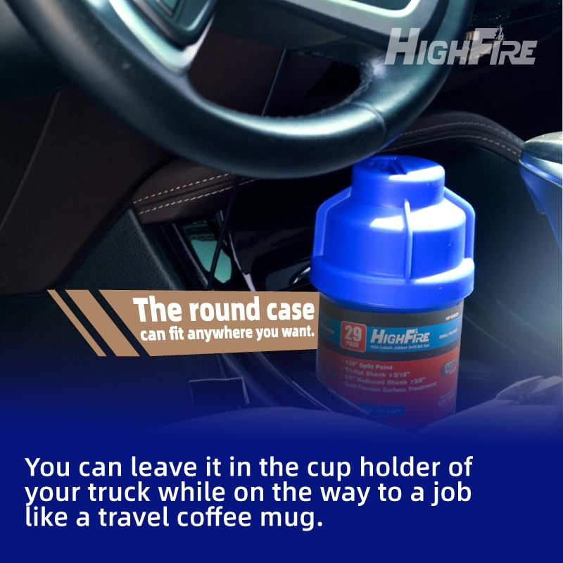 Miniatura 5 de Juego de 29 brocas de cobalto M35, brocas helicoidales HSS con punta dividida de 135 grados y vástago de tres planos, vástago reducido de 38