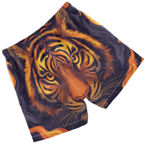 Pigsaly Boys Swim Trunks Orange Flaming Tiger Boys Board Shorts Swimsuit Swimwear Summer Bathing Suit 2T2