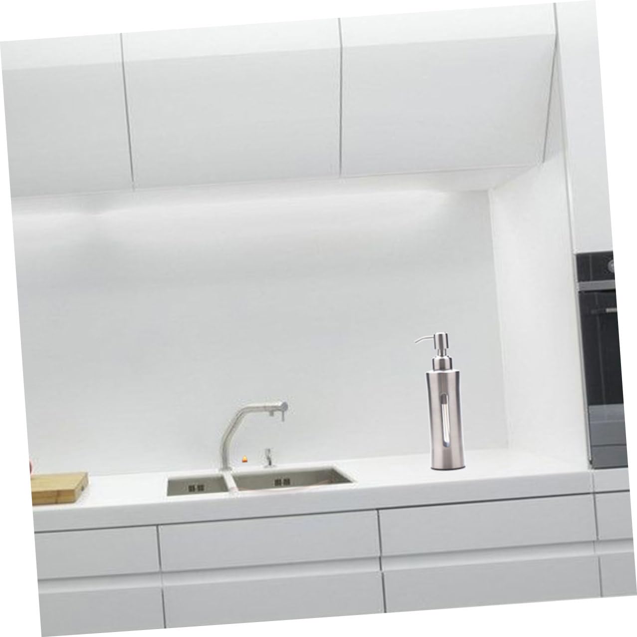 SHINEOFI Distributore di Sapone Manuale in Acciaio 304 Dispenser da Bagno Bottiglia Visibile Ricaricabile Adatto per Cucina Bagno e Lavanderia