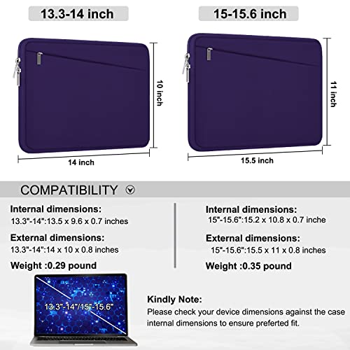 Image of 15.6 inch Laptop Sleeve, Durable Carrying Bag Protective Case Briefcase Handbag with Front Pocket, Slim Computer Cover for 15-16 Inch HP, Dell, Lenovo, Asus, Notebook, Purple