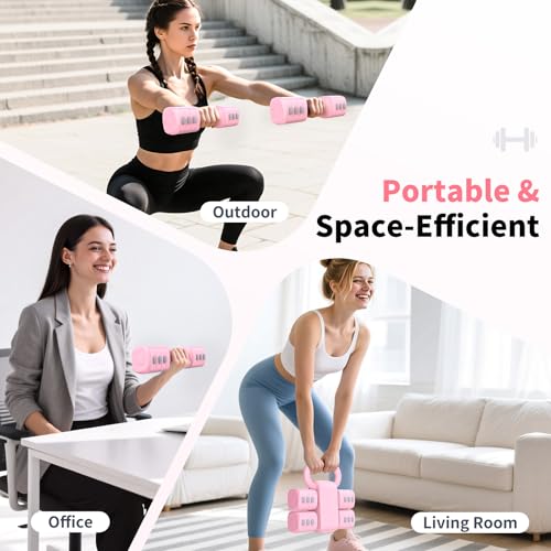 Image of Hezeyferg Adjustable Dumbbell Set, 2-in-1 Hand Weights with Kettlebell Form | 4-Level 2.2-5.5lb Each, Dual-Button Locking, for Women Men Beginners Home Gym, Portable & Space-Efficient, Full Body Workout