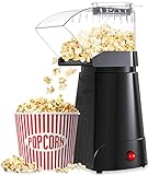 ANGGLER Hot Air Popcorn Popper, Household Popcorn Maker for Healthy Snacks, 1200W Electric Popcorn Machine, No Oil, with Measuring Cup, ETL Certified, Great for Family Parties and Movies Night(Black)