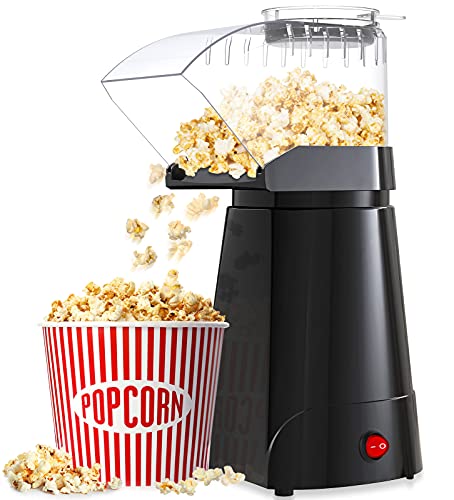 ANGGLER Hot Air Popcorn Popper, Household Popcorn Maker for Healthy Snacks, 1200W Electric Popcorn Machine, No Oil, with Measuring Cup, ETL Certified, Great for Family Parties and Movies Night(Black)