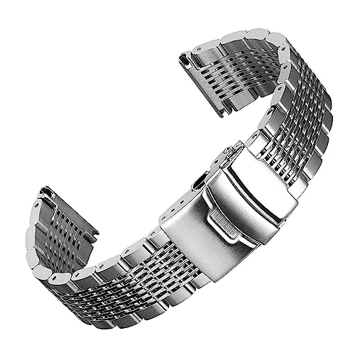 Solid Stainless Steel Straps Diving Mesh Watch Band Deployment Buckle Brushed Polished Business 18 20 22 24mm Bracelet4