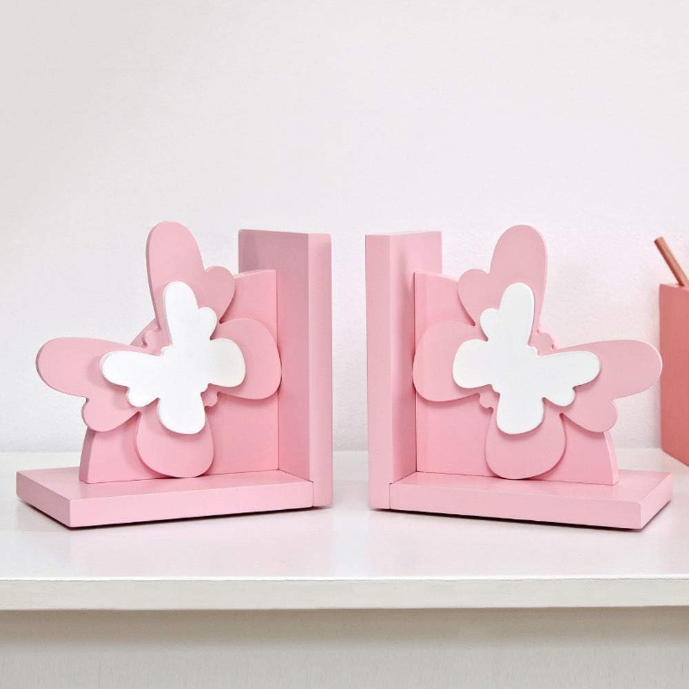 Pink Butterfly Bookends Nursery Room Butterfly Thematic Bookends Pink Book Rack for Girls Little Girl Gift Idea