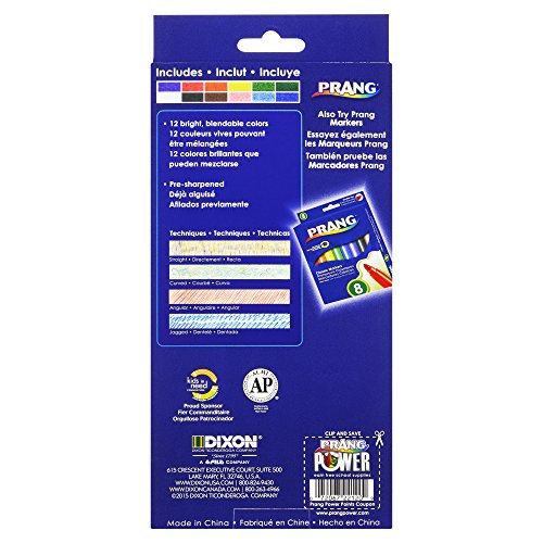 Image of Prang 22120 Prang Colored Wood Pencil Set, 3.3 mm, 12 Assorted Colors, 12 Pencils /Set (Pack of 12, 144 Count Total)