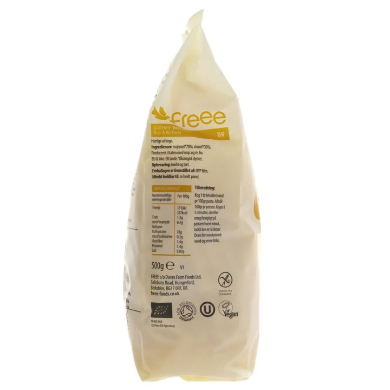 Doves Farm Bezglutenowy organiczny makaron z kukurydzy i ryżu, 500 g