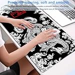 Black and White Mouse Pad Extra Large Gaming Mousepad XL Dragon Desk Mats Japanese Full Desk Keyboard Mat Computer Pad Desk Matt with Stitched Edges Non-Slip Desktop Mat 31.5 x15.7 in - Image 4