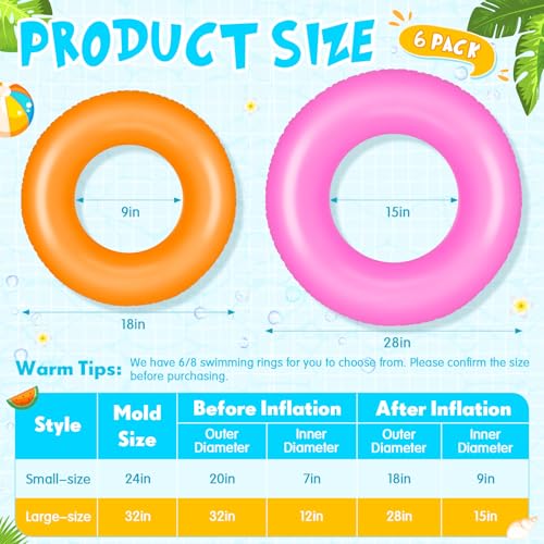Bouées de natation adultes lot de 6 flotteurs gonflables grand confort 2 tailles - 3