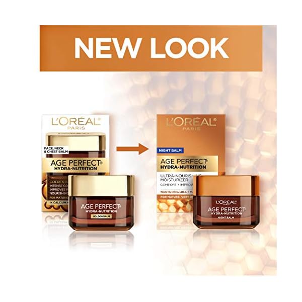 L'Oreal Paris Skincare Age Perfect Hydra Nutrition Ultra Nourishing Honey Night Balm, Face Moisturizer to Comfort, Improve Resilience on Dry Skin, Manuka Honey and Nurturing Oils, 1.7 oz.