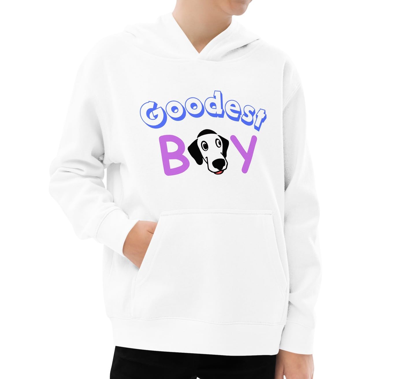 PERSONALIZED youth hoodie featuring the Goodest Boy design will provide you with warmth and style! (M, White) PERSONALIZED youth hoodie featuring the Goodest Boy design will provide you with warmth and style! (M, White)