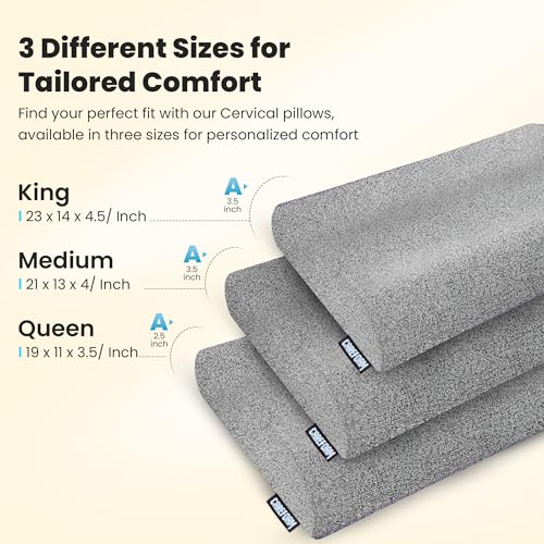 Image of CareFoam Cervical Memory Foam Pillow for Neck Support | 2-Year Manufacturing Warranty | Orthopedic Contour Pillow for Cervical Spine Alignment & Shoulder Support | Made in India | 21 x 13 x 4 Inch