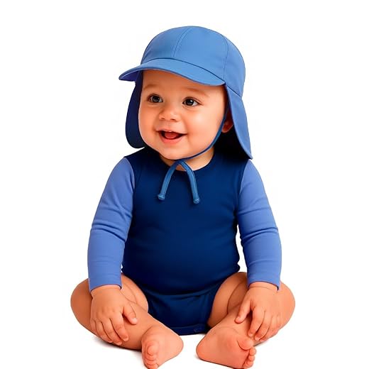Body UV Infantil Térmico Manga Longa c/Boné Proteção Solar UV 50+ Praia Piscina