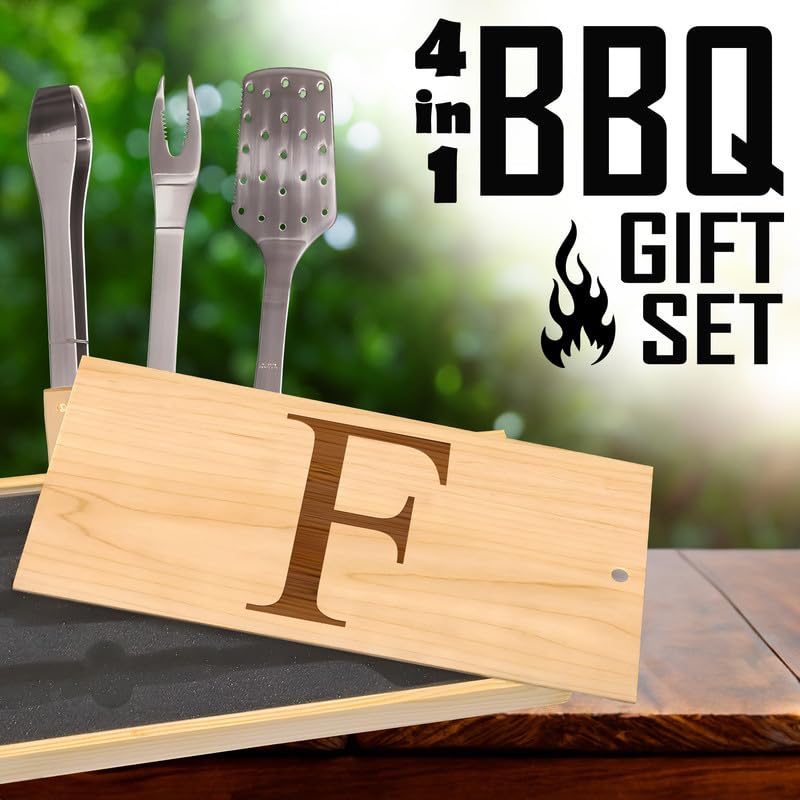 Set BBQ Initial F con espátula, pinzas y tenedor miniatura 6