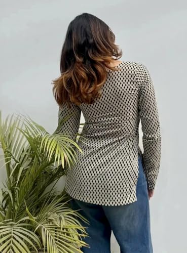 Image of FELISIA Women's Full Sleeves Rayon Printed Square Neck Short Kurti, Bell Sleeves, Short Kurti for Women, Stylish Ethnic Top, Daily Casual Western & Office wear