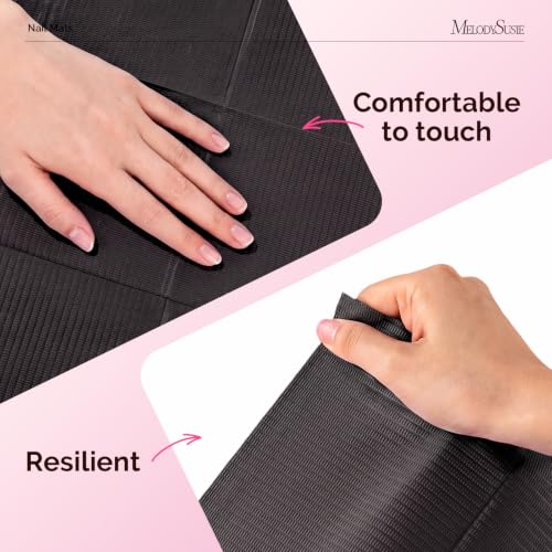 Image of MelodySusie Disposable Nail Mats, 50Pcs 3-Ply Absorbent Nail Art Table Pads with PE Backing, 18 inch x 13 inch Nail Desk Protection for Manicure Pedicure, Salon Home DIY Black