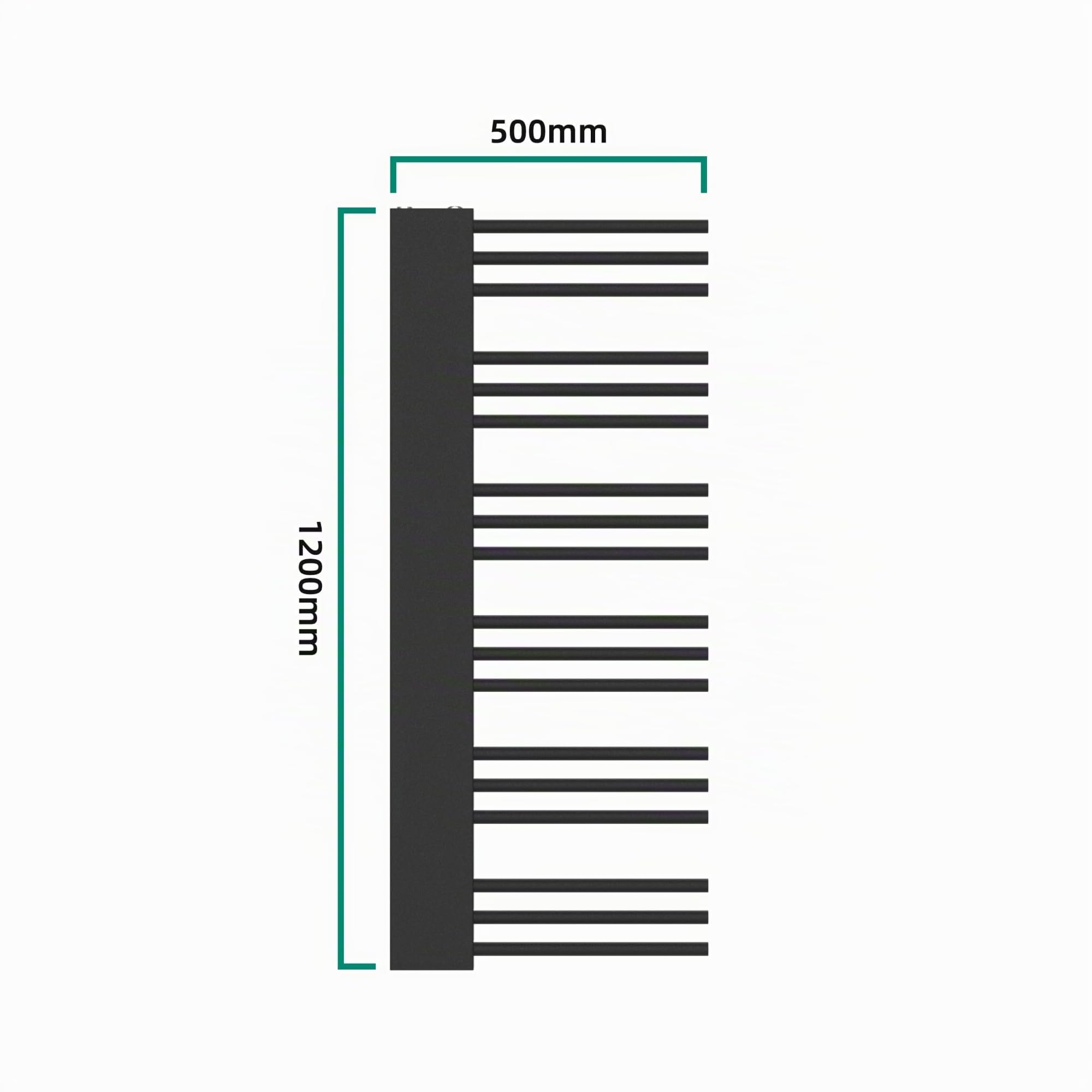 [neu.haus] Radiador Kviteseid Toallero de Pared Calentador de Toallas para Baño con 18 Tubos Modo Agua Caliente Diseño Elegante Moderno 470 W ISO 9001 Acero 120x50 cm - Negro