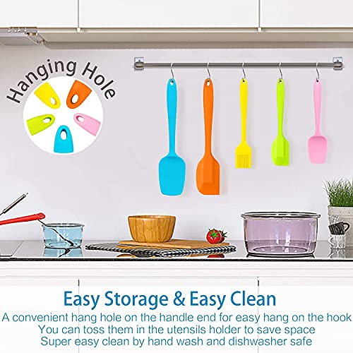 Image of Silicone Spatula Set Silicone Kitchen Utensils Set with Basting Pastry Silicone Brush Heat Resistant Non-Stick, for Cooking Baking Cake Decorating, Rubber Spatula Turner Spoonula, 5 (Multi)