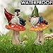 TERESA'S COLLECTIONS Garden Gnomes on Mushroom, Set of 2 Cute Resin Gnome Statues for Yard, Outdoor Patio Porch Lawn, Ideal Gift for Dad Mom Birthday, Outside Decor Housewarming Gifts