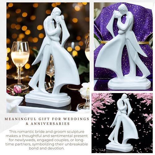 Elegant Wedding Couple Figurine – Romantic White Resin Bride & Groom Embrace Sculpture for Wedding, Anniversary, Valentine’s Gift, Tabletop Home Décor Showpiece — photo — 4 of 9