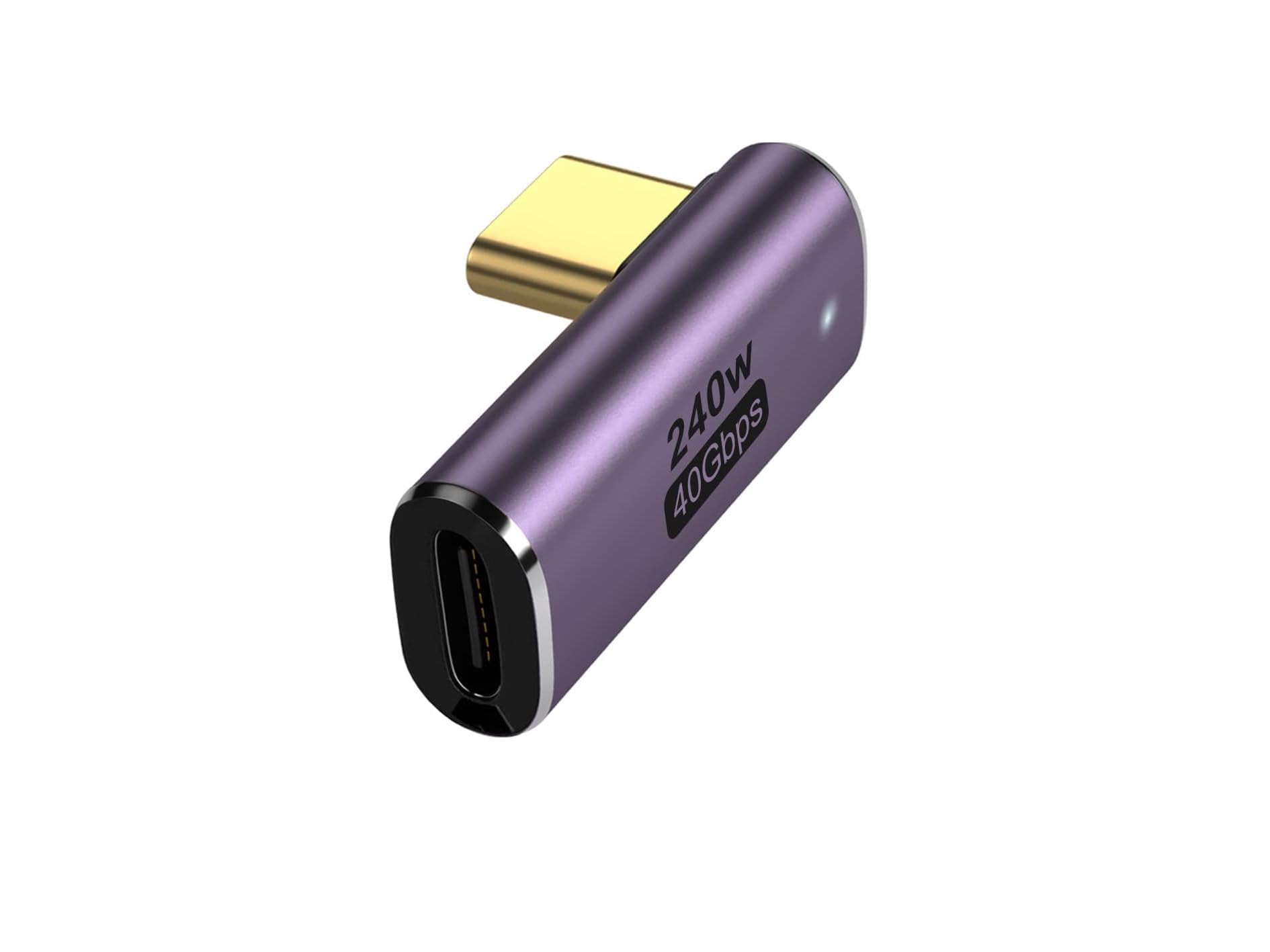 tobo 240w usb c 90 degree adapter, right angle usb type c male to female 40gbps connector for thunderbolt, switch, macbook, laptop, tablet, phone (td-1081tc)