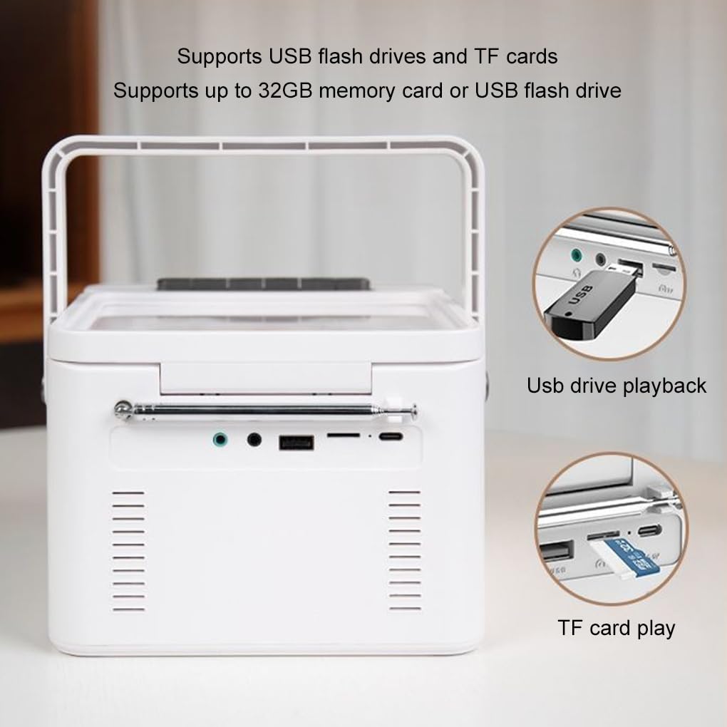 Lettore CD con Bluetooth e doppi altoparlanti, schede TF, modalità unità USB, telecomando, radio FM, AUXS 11H Ultras Long, bianco, Nessuna funzione nastro