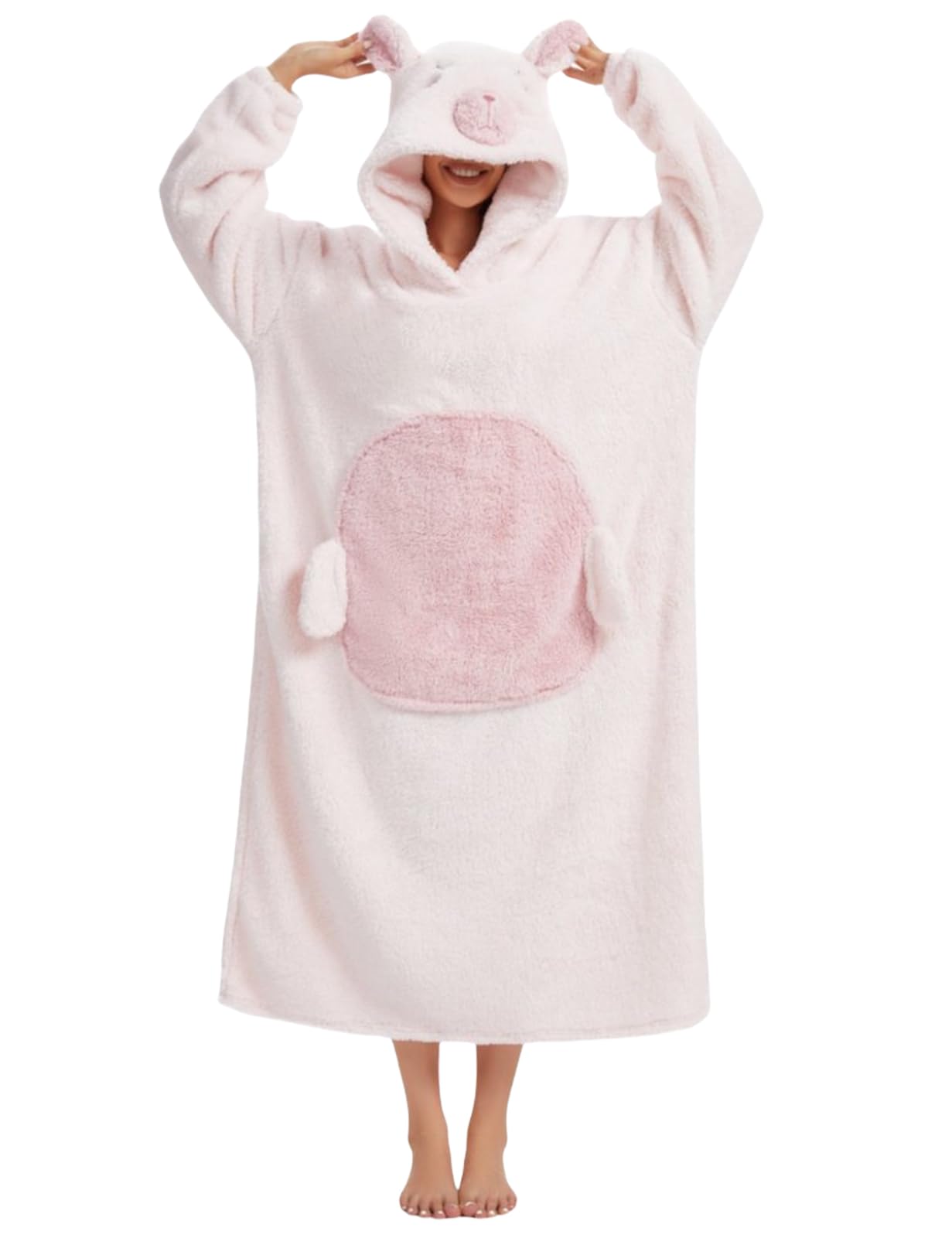 Xinlong Blanket Sweatshirt Long Oversize with Sleeves and Hood Panda Blanket Portable Sofa Unisex Animals for Men Women One Size