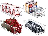 Sorbus Plastic Storage Bins Stackable Clear Pantry Organizer Box Bin Containers for Organizing Kitchen Fridge, Food, Snack Pantry Cabinet, Fruit, Vegetables, Bathroom Supplies (4-Pack)