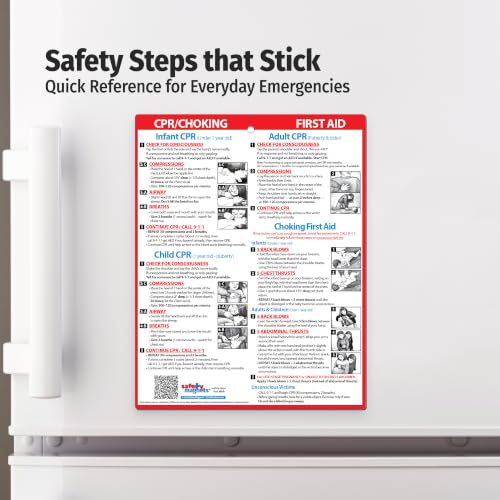 Image of Safety Magnets by ZOCO - CPR & Choking Fridge Magnet (2-Pack) - First Aid Instructions for Infants, Children, & Adults - Heimlich Maneuver Laminated Card 8.5 inch x 11 inch