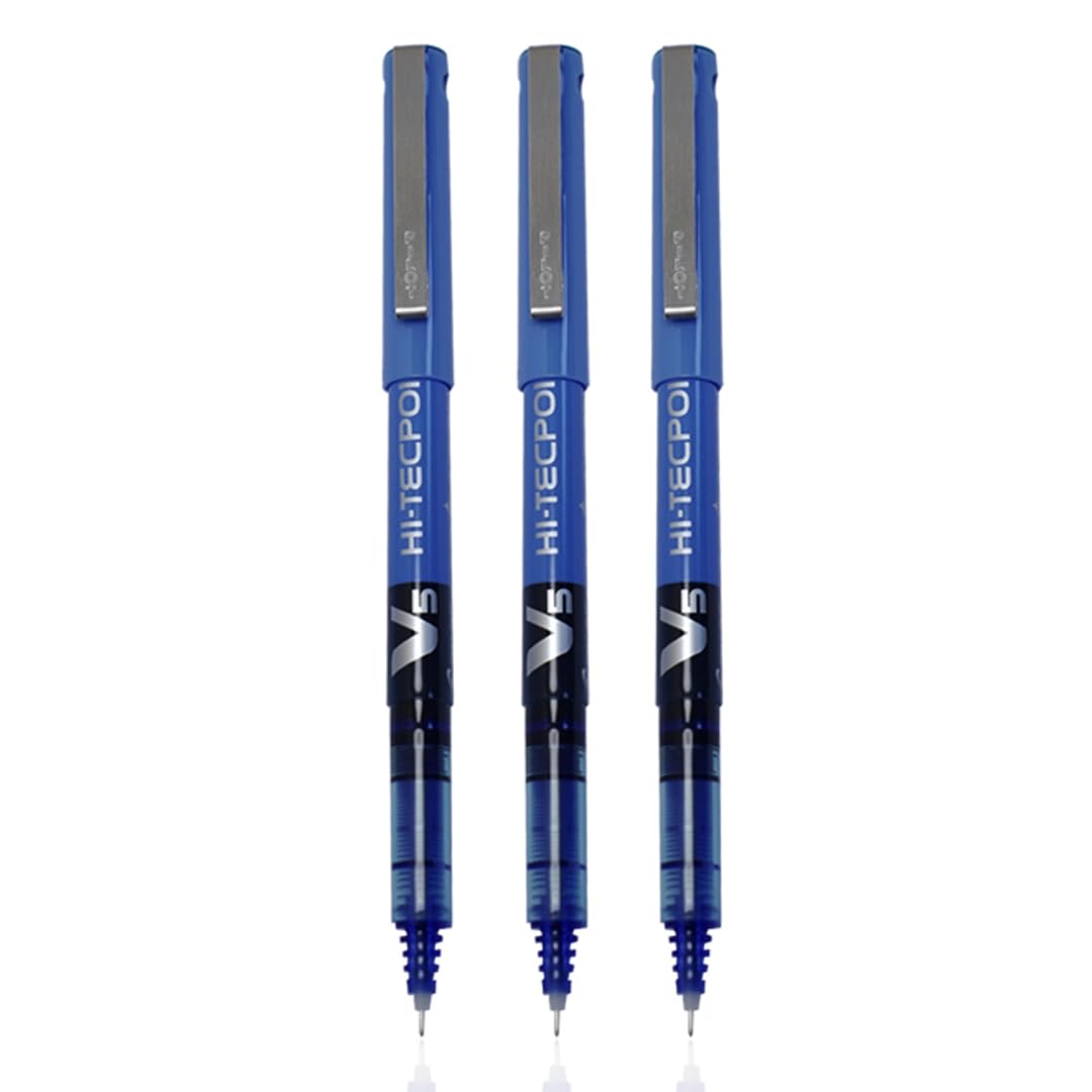 Pilot V5 Liquid Ink Roller Ball Pen -Blue(Pack of 3), (9000014710)