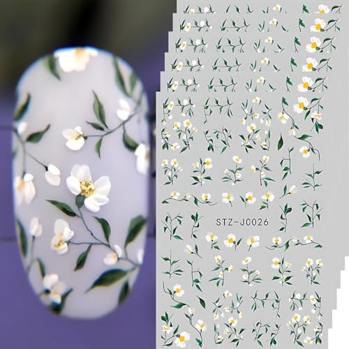 6 Sheets Leaf Nail Art Stickers Decals Spring Nail Decals